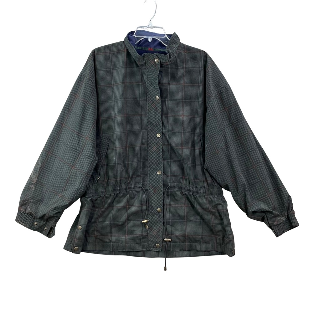Tourney Gore-Tex Jacket Women's XL Green Houndstooth Waterproof Vntage Coat
